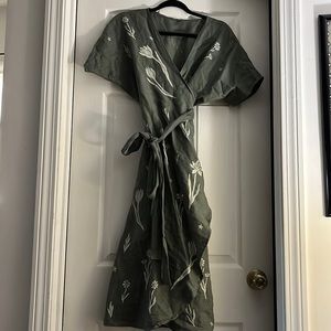 Sister Nettle Handmade Sustainably Dyed Chamomile Linen Wrap Dress